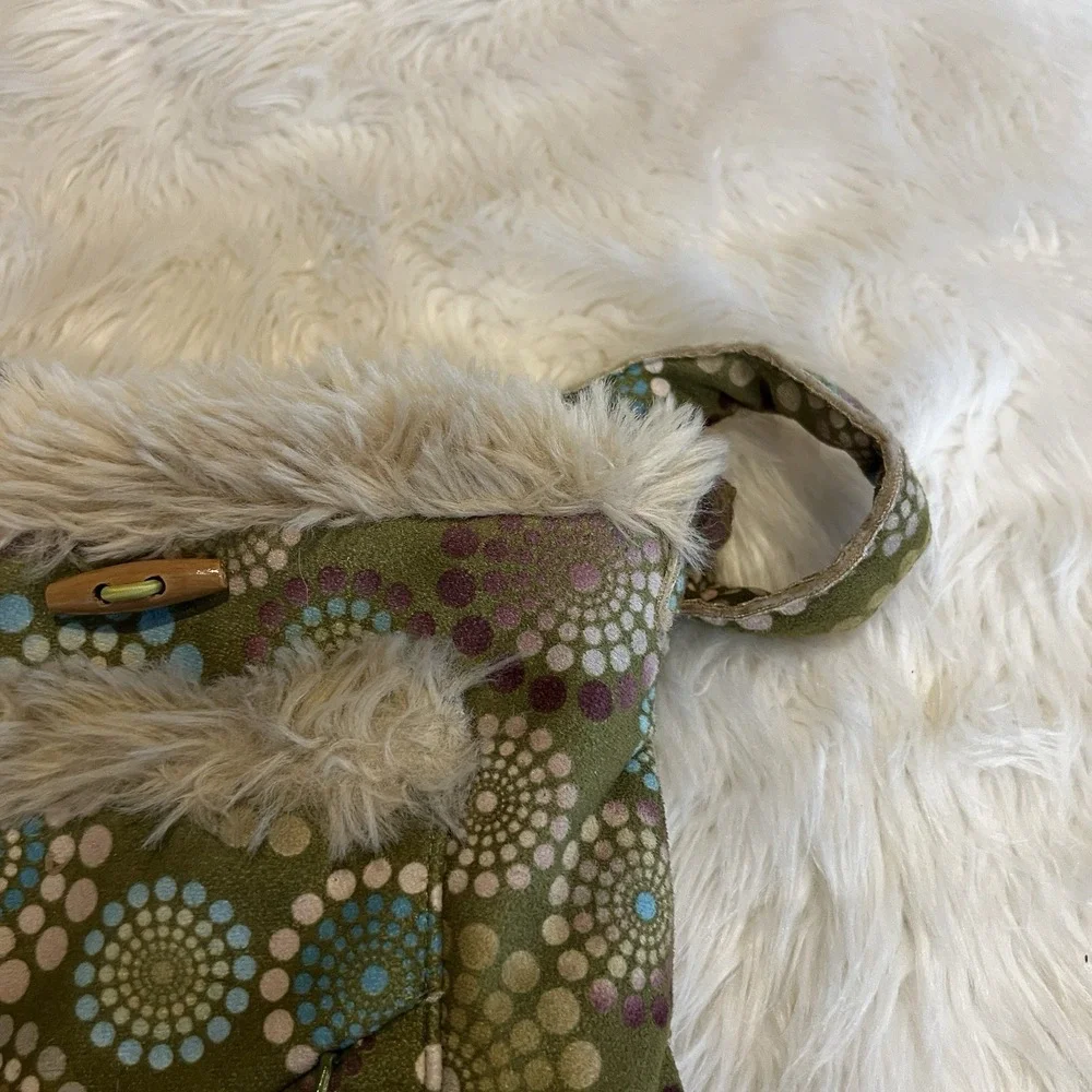 Athleta Bag Faux Suede & Faux Fur Lined Crossbody Bag Purse Boho Hippy 11